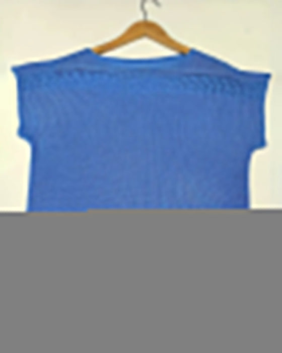 Sweter casualowy z krótkim rękawem w jednolitym kolorze