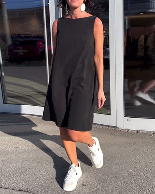 Sukienka Bez Rękawów Jednolita Shift
