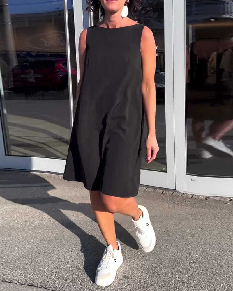 Sukienka Bez Rękawów Jednolita Shift