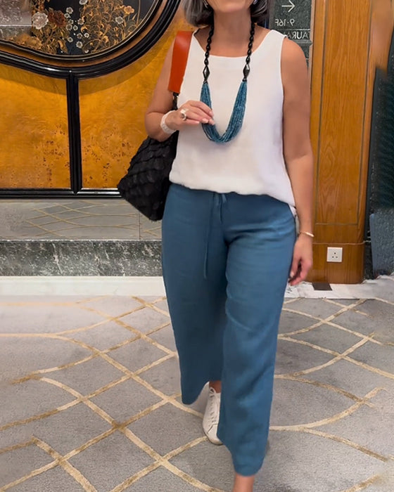 Spodnie Szaregosiodłowe o Widokowych Nogach, w Kolorze Jednobarwnym, w stylu Casual z Szczotką