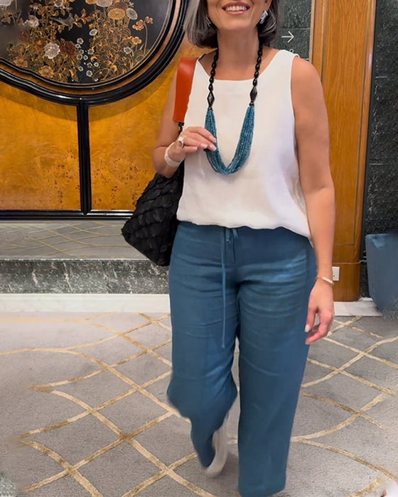 Spodnie Szaregosiodłowe o Widokowych Nogach, w Kolorze Jednobarwnym, w stylu Casual z Szczotką