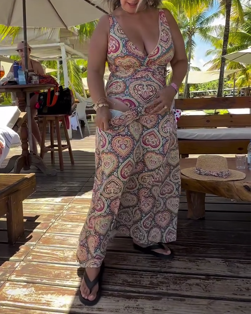 Strój Kąpielowy Bez Ramiączek Wzór Serca Wakacyjny