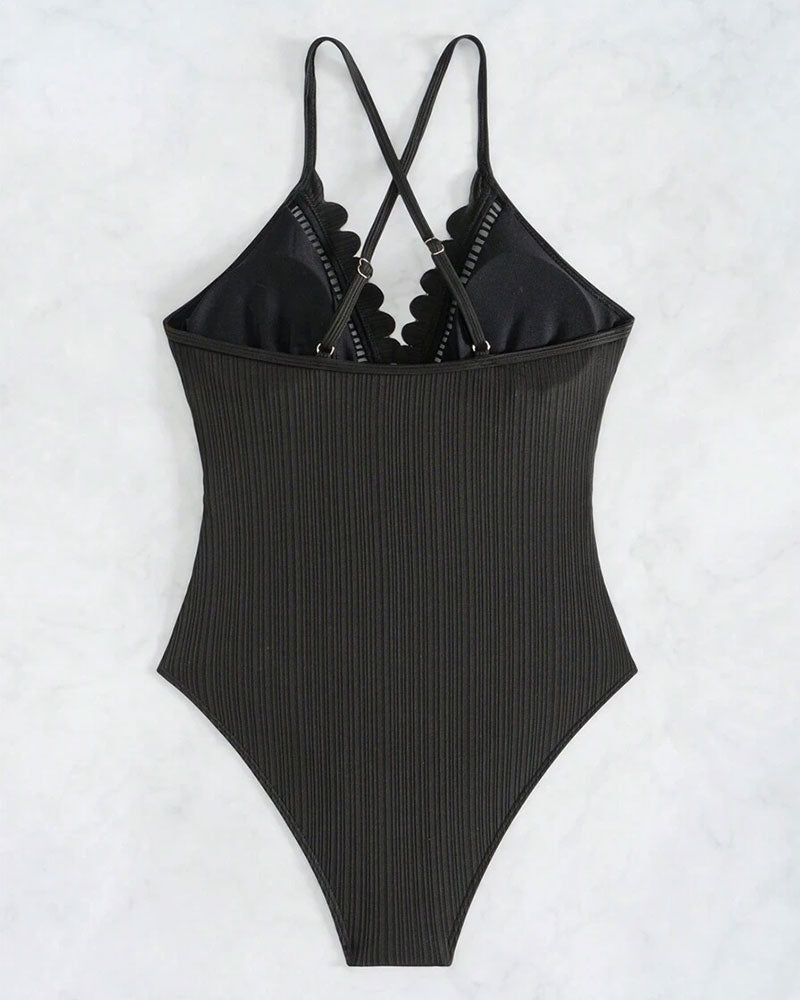 Strój Kąpielowy Jednoczęściowy Jednolity Kolor Sexy Pusty