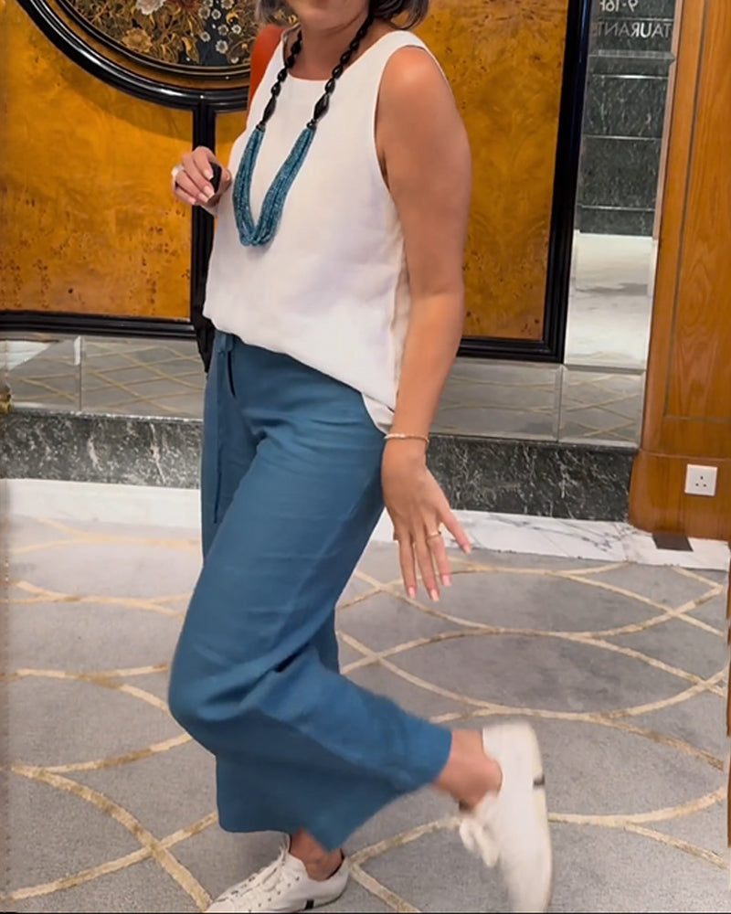 Spodnie Szaregosiodłowe o Widokowych Nogach, w Kolorze Jednobarwnym, w stylu Casual z Szczotką