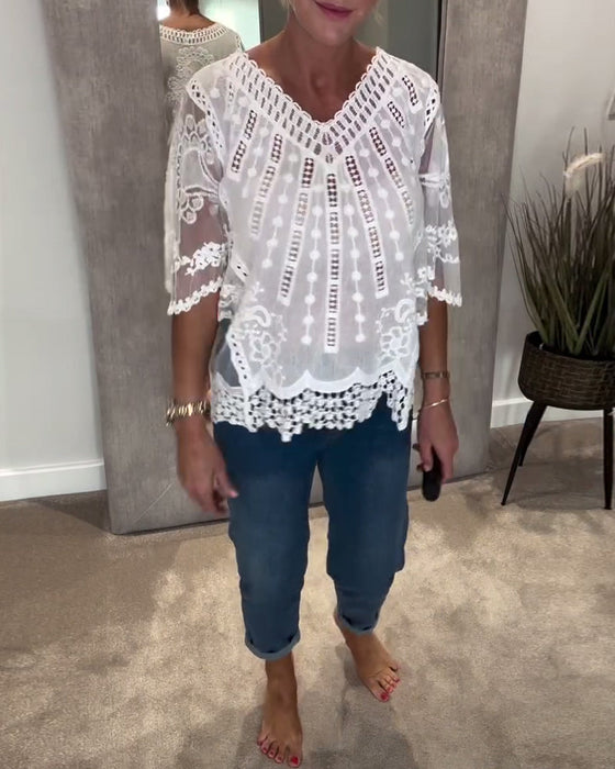 Bluzka Dekolt W Stylowy