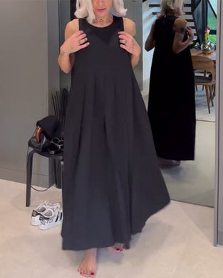 Elegancka sukienka typu tank w jednolitym kolorze z zakładką