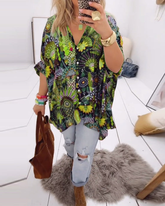 Bluzka Luźna Modna Z Nadrukiem