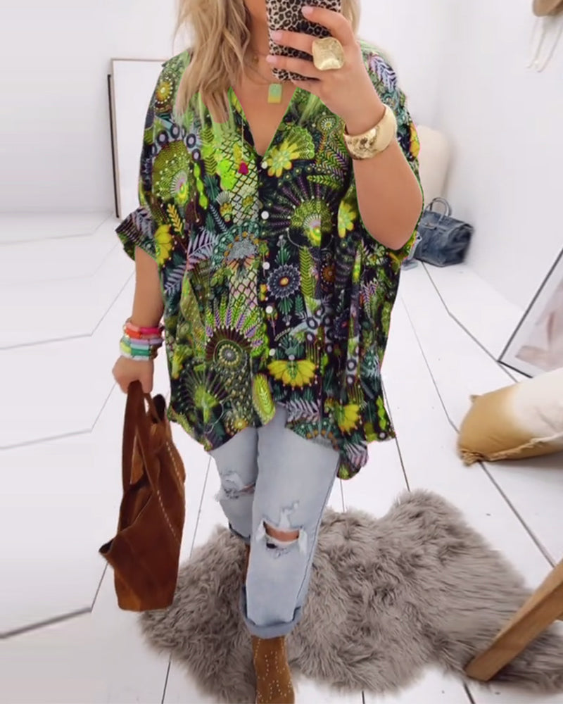 Bluzka Luźna Modna Z Nadrukiem