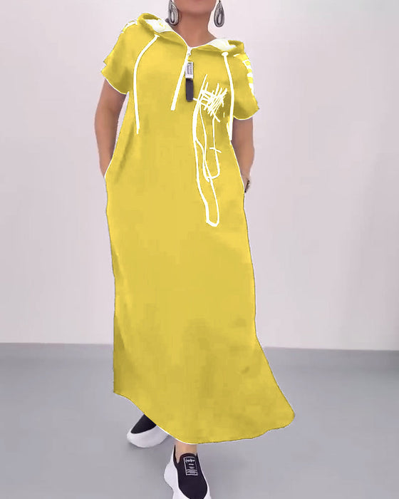 Sukienka Pół-zamek Luźna Kontrastowa