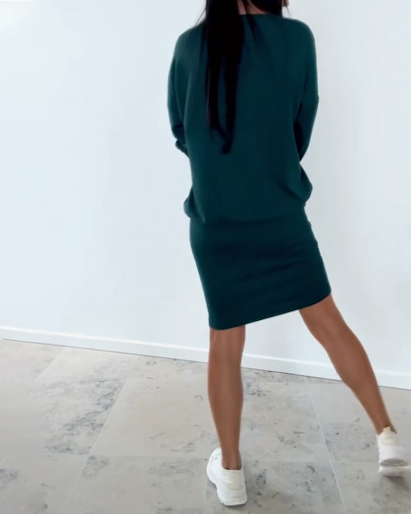 Sukienka Z Długim Rękawem Casual Dopasowana