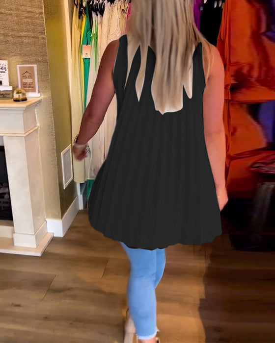 Bluzka bez rękawów z falbankami