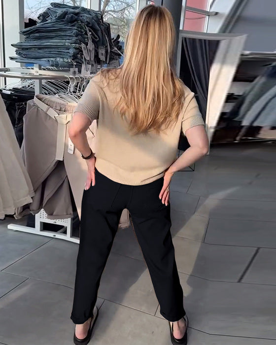 Spodnie Jednokolorowe Casual Proste