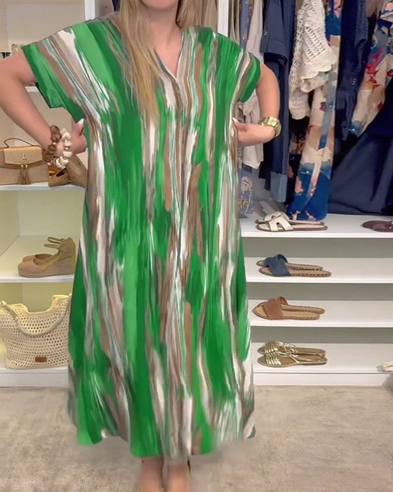 Sukienka swobodna luźna z dekoltem w serek