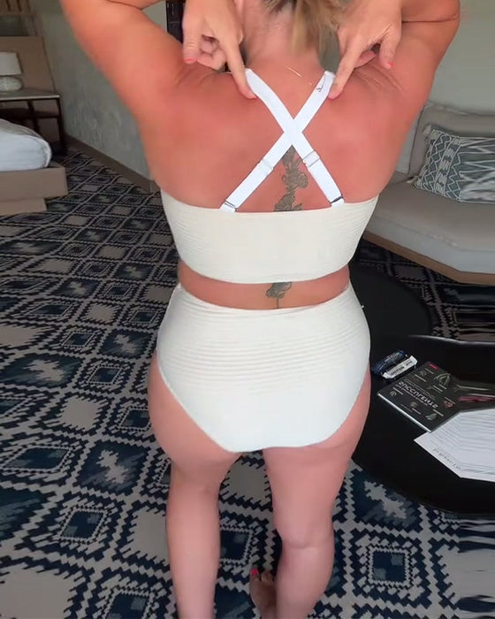 Bikini casualowe, jednokolorowe, trójkątne