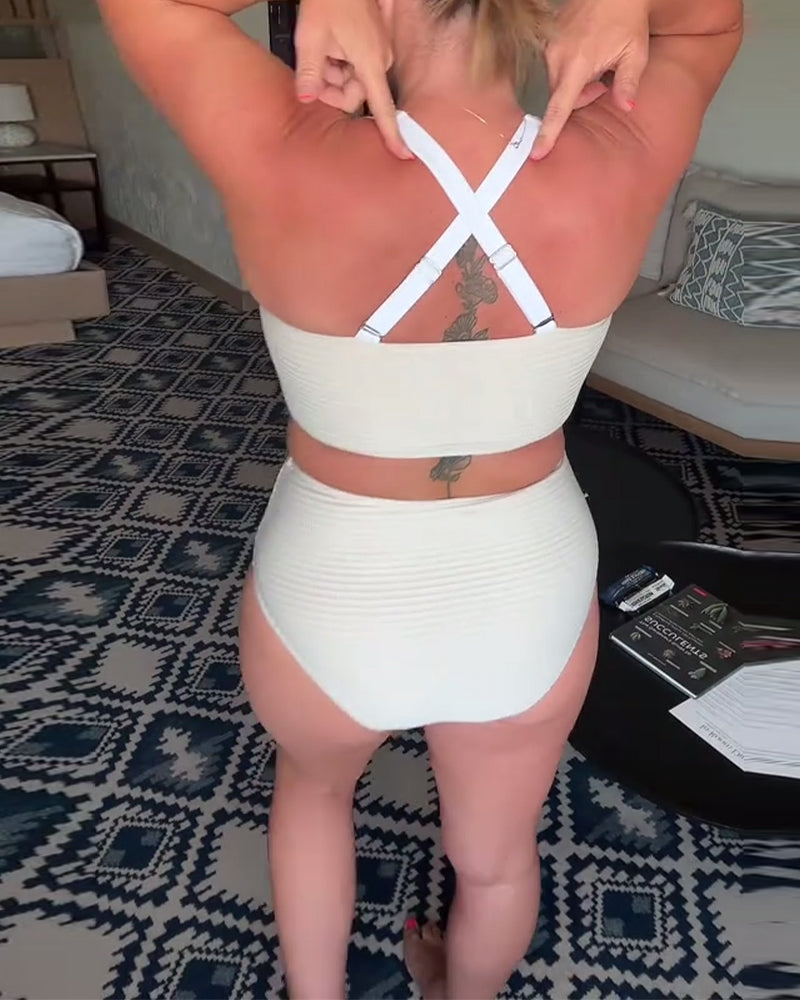 Bikini casualowe, jednokolorowe, trójkątne