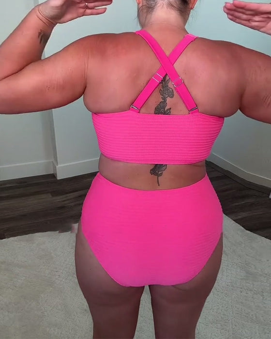 Bikini casualowe, jednokolorowe, trójkątne