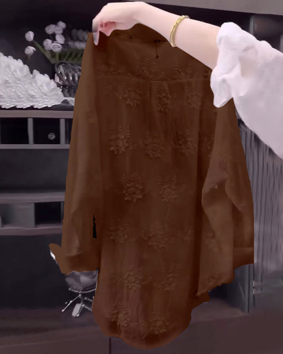 Koszula Jednokolorowa Haftowana Opadające Ramiona