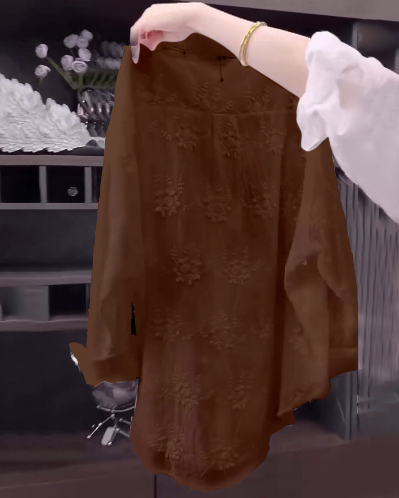 Koszula Jednokolorowa Haftowana Opadające Ramiona