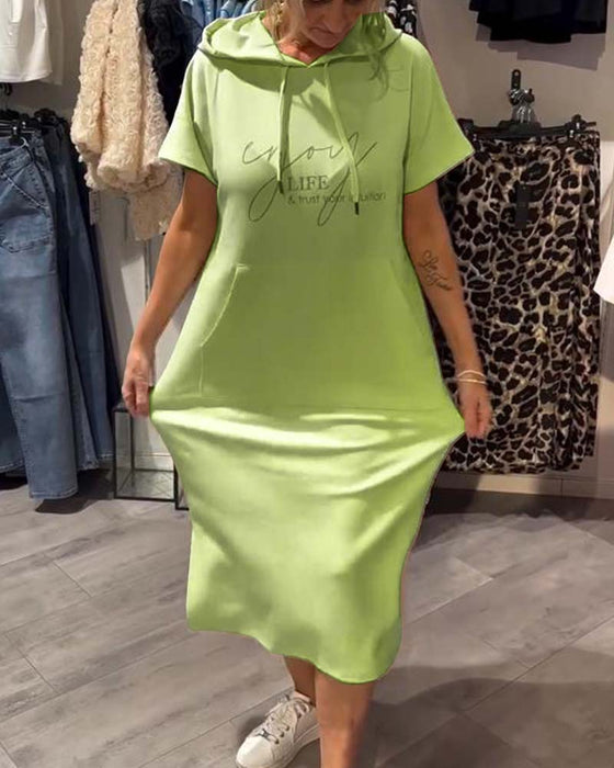 Sukienka Z Kapturem Casual Sznurek