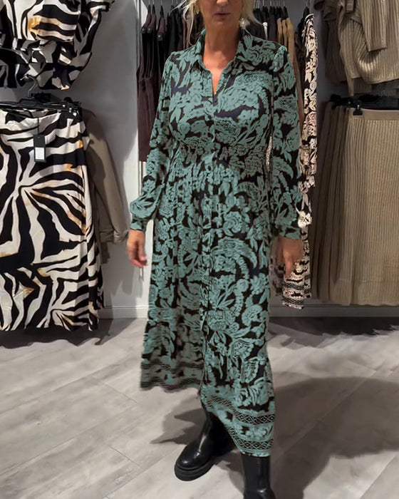 Modna Sukienka Z Kołnierzem I Nadrukiem