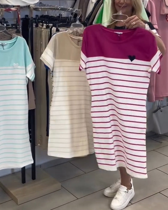 Sukienka Okrągły Dekolt Casual W Paski