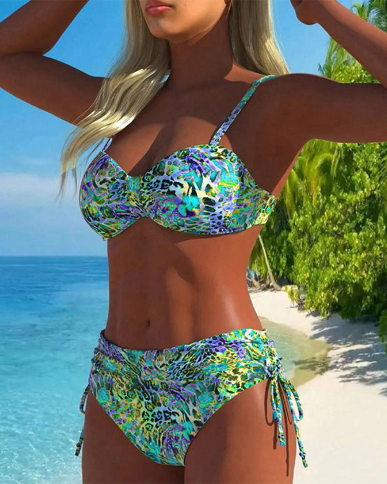 Przekonywujące Dwuczęściowe Plazowe z Plamami Leopardowymi