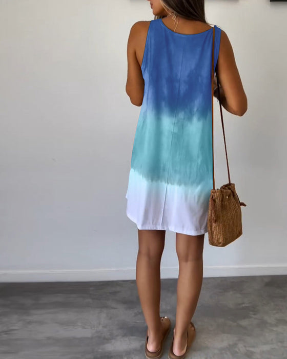 Sukienka na co dzień bez rękawów z blokami kolorów
