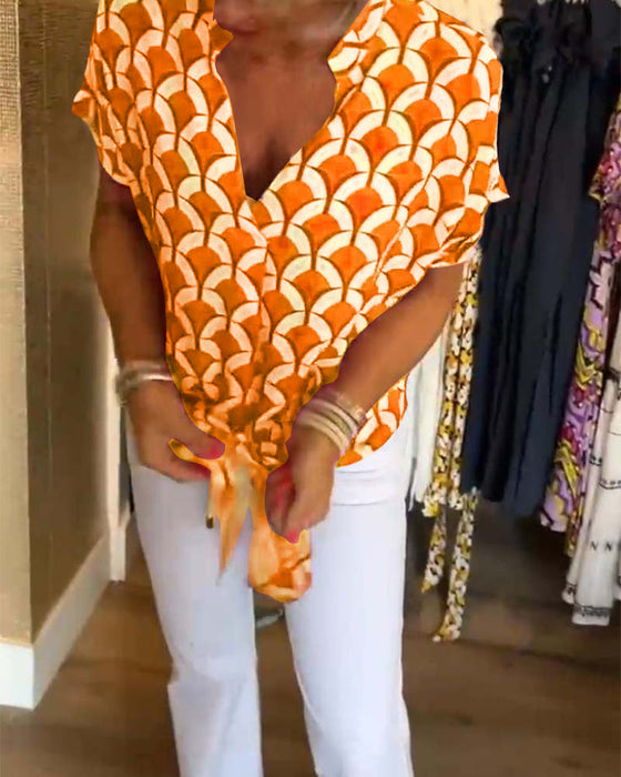 Bluzka z krótkim rękawem i dekoltem w kształcie litery V