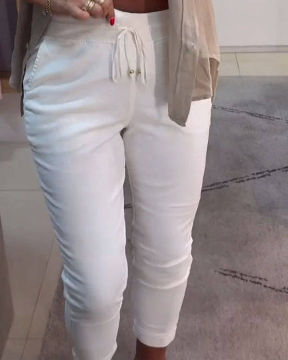 Spodnie Ołówkowe Casualowe Ze Ściągaczem