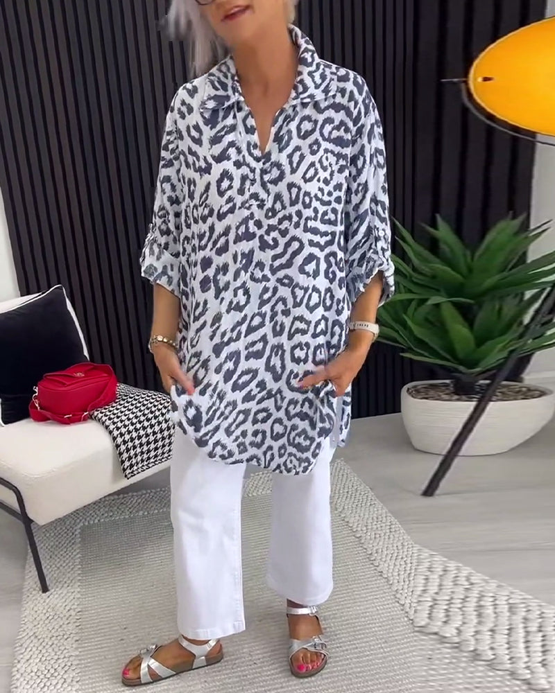 Bluzka Klapa Lampart Wzór