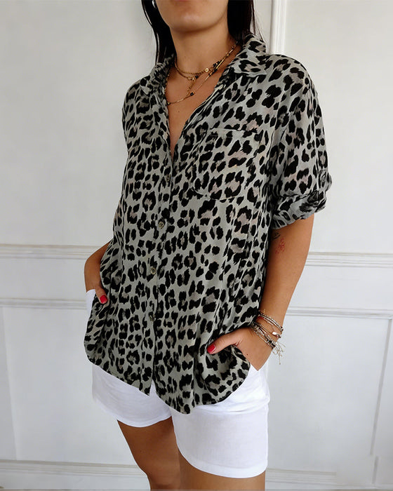 Bluzki Wzórze Leopardowym Modowe