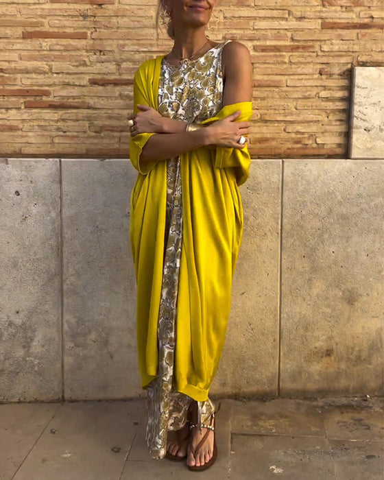 Elegancki dwuczęściowy zestaw z nadrukiem vintage