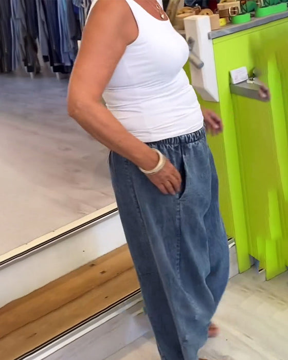 Jeansy Z Elastycznym Pasem W Stylu Casual