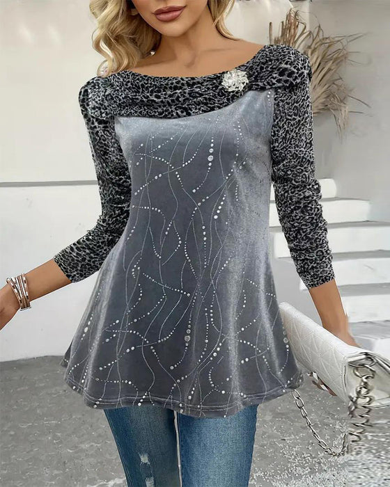 Bluzka Z Długim Rękawem W Panterkę