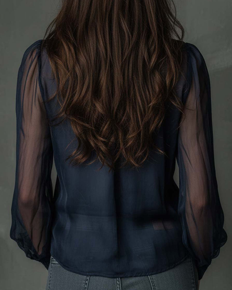 Bluzka Połowa-zamka Siatka Długi-rękaw