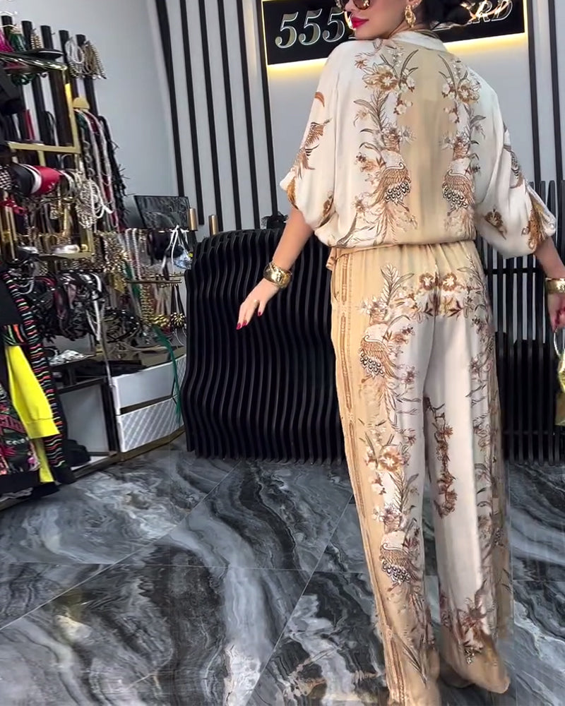 Garnitur o Szerokich Nogawkach Temperament Stójka Zamek Błyskawiczny