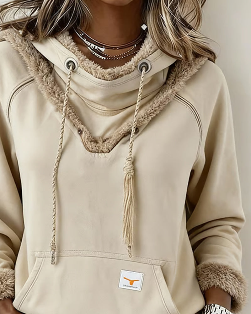 Długorękawowa Bluza Z Detalami Patchwork I Kieszenią