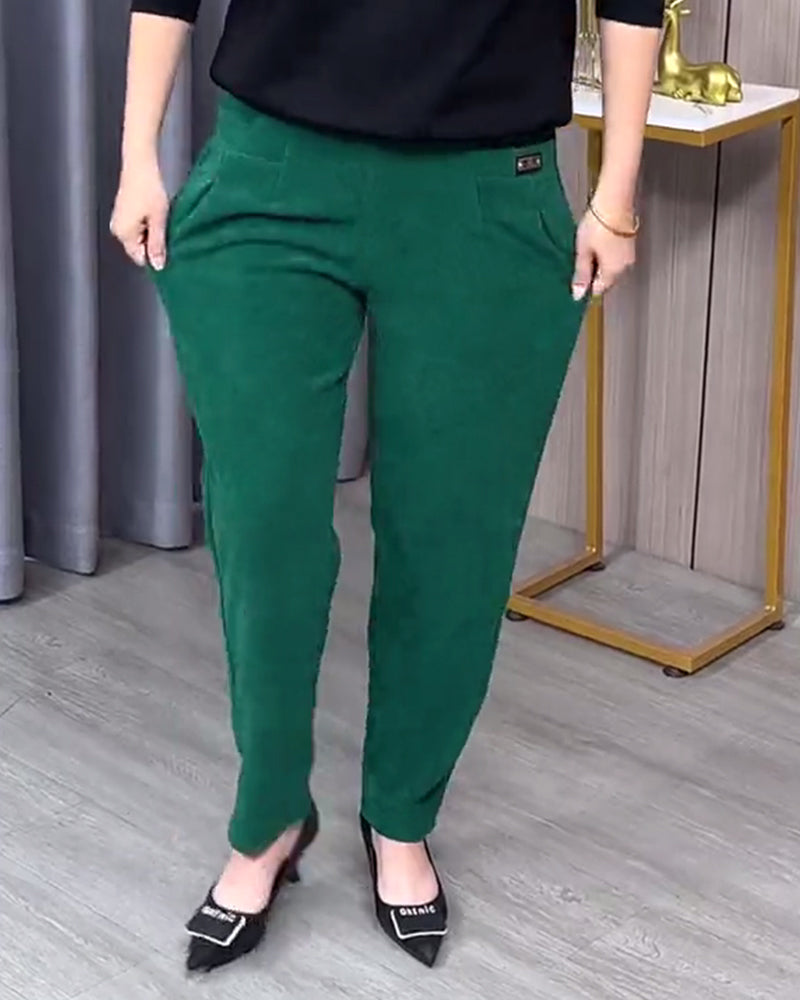 Jednokolorowe Dopasowane Spodnie Typu Skinny