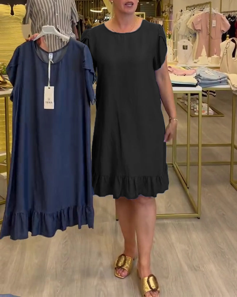 Sukienka Casual Denim Marszczona