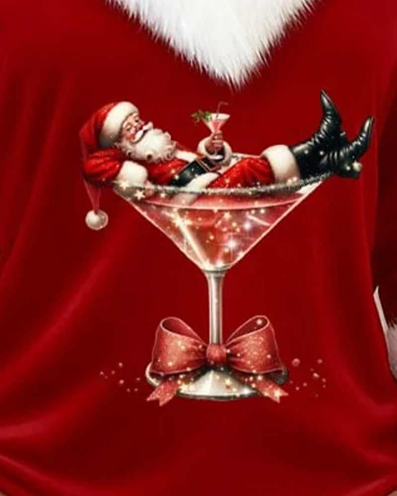 Top Plusz Świąteczny Nadruk Długi Rękaw