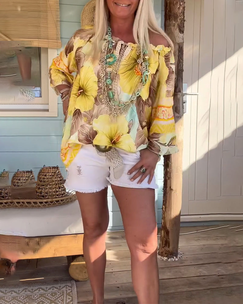 Bluzka Off-Shoulder Resortowy Print