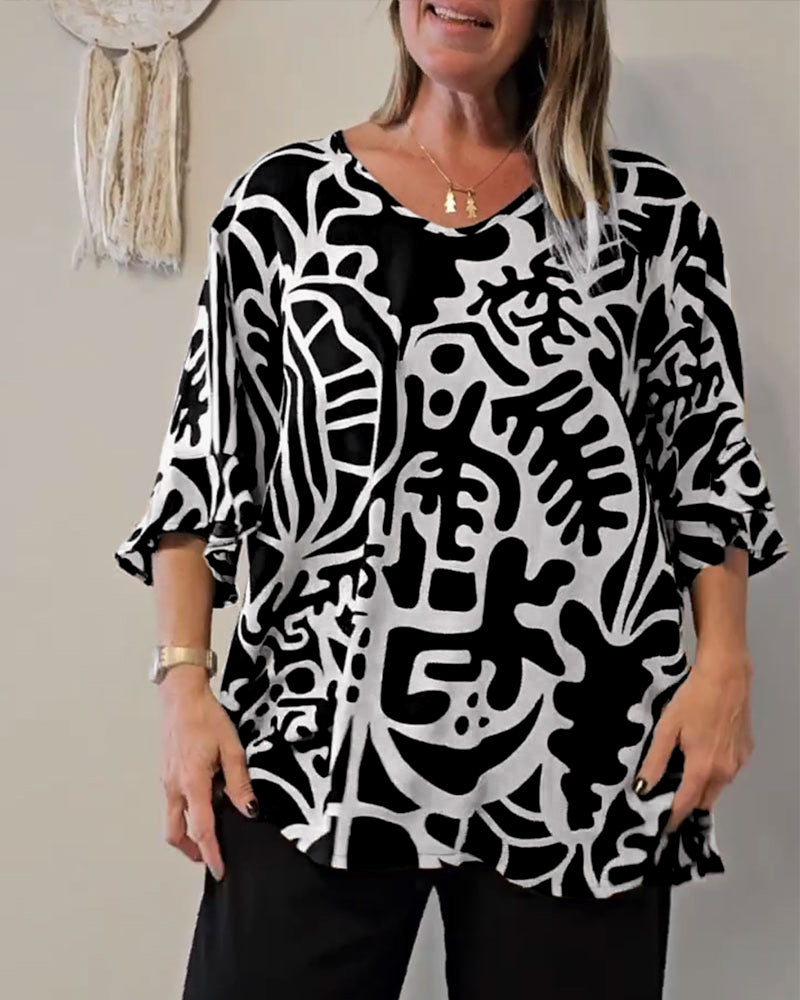 Top Abstrakcyjny Botaniczny Nadruk Luźny