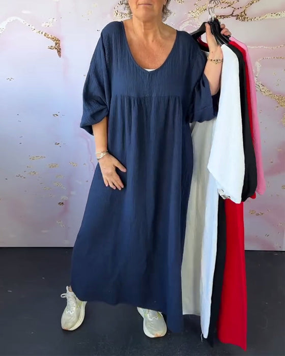 Sukienka Leśny Styl Dekolt W Serek Marszczona Gładka