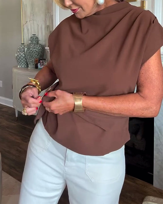 Dopasowana Bluzka w Jednym Kolorze