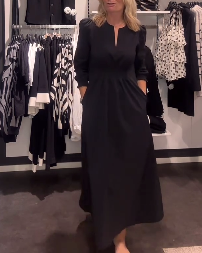 Sukienka W Kształcie Litery A Z Bufkami I Podkreśloną Talią