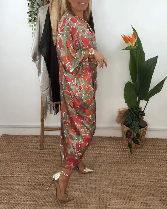 Sukienka Z Dekoltem W Serek I Skręcanym Wzorem