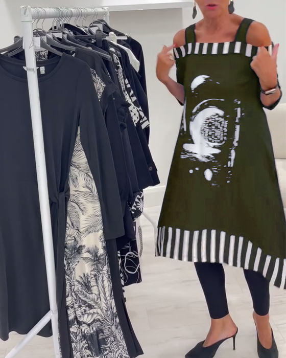 Sukienka Off-Shoulder Nieregularny Luźny Print