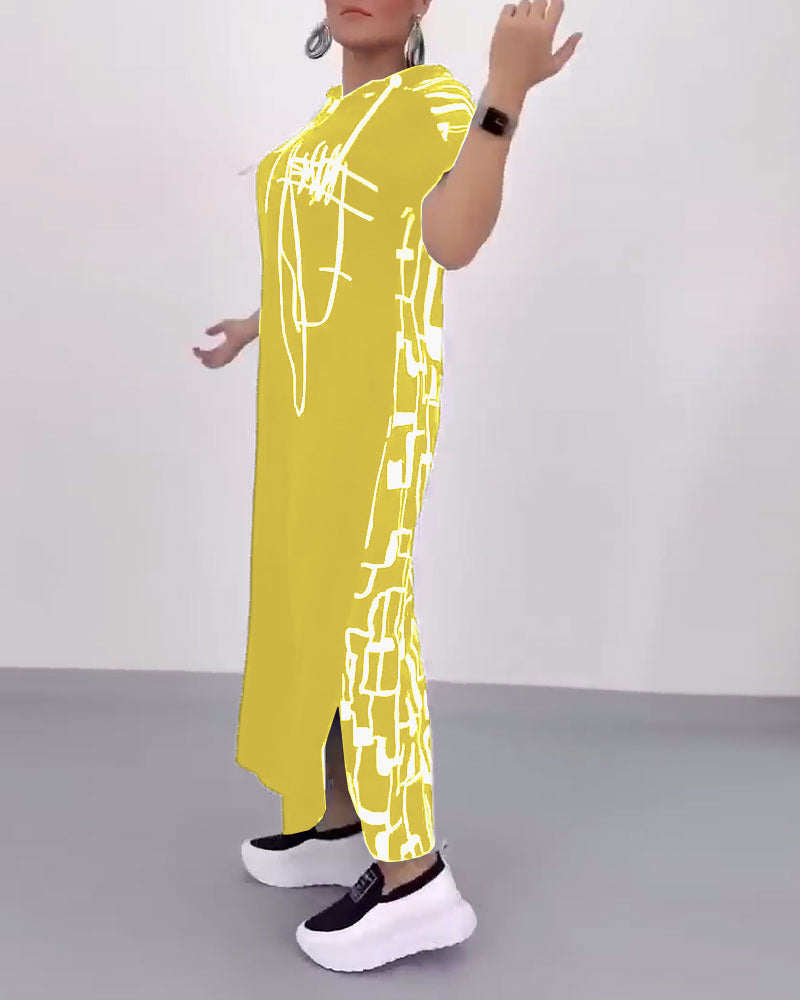 Sukienka Pół-zamek Luźna Kontrastowa