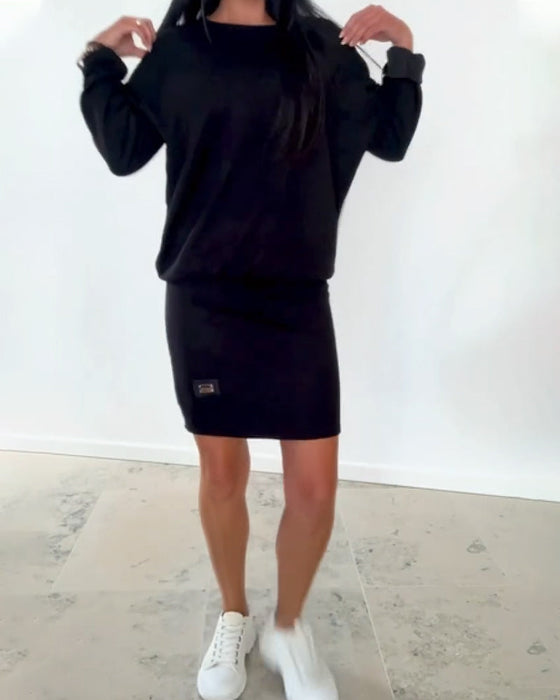 Sukienka Z Długim Rękawem Casual Dopasowana