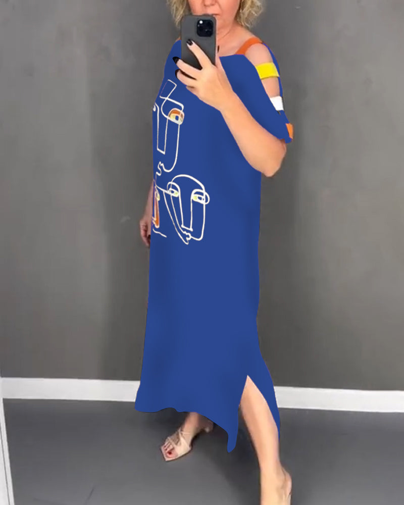 Sukienka Odsłonięte Ramiona Ażurowa Wzór Rozcięcie